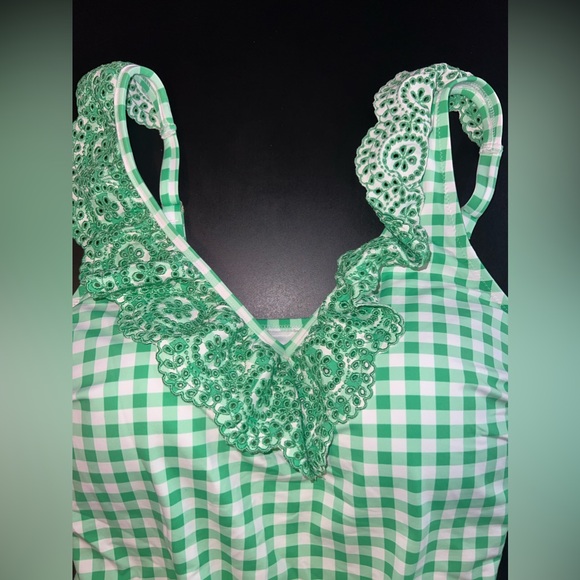 Draper James X Land’s End Ruffle V-neck One Piece Swimsuit Size 12 EUC - Picture 7 of 10